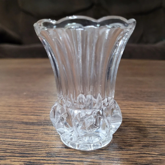 Vintage Pressed Glass Clear Toothpick Holder (Taper Candle Holder) - Picture 1 of 4